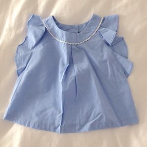 Janie and Jack Blue Blouse with Frill Detail, size 18-24m